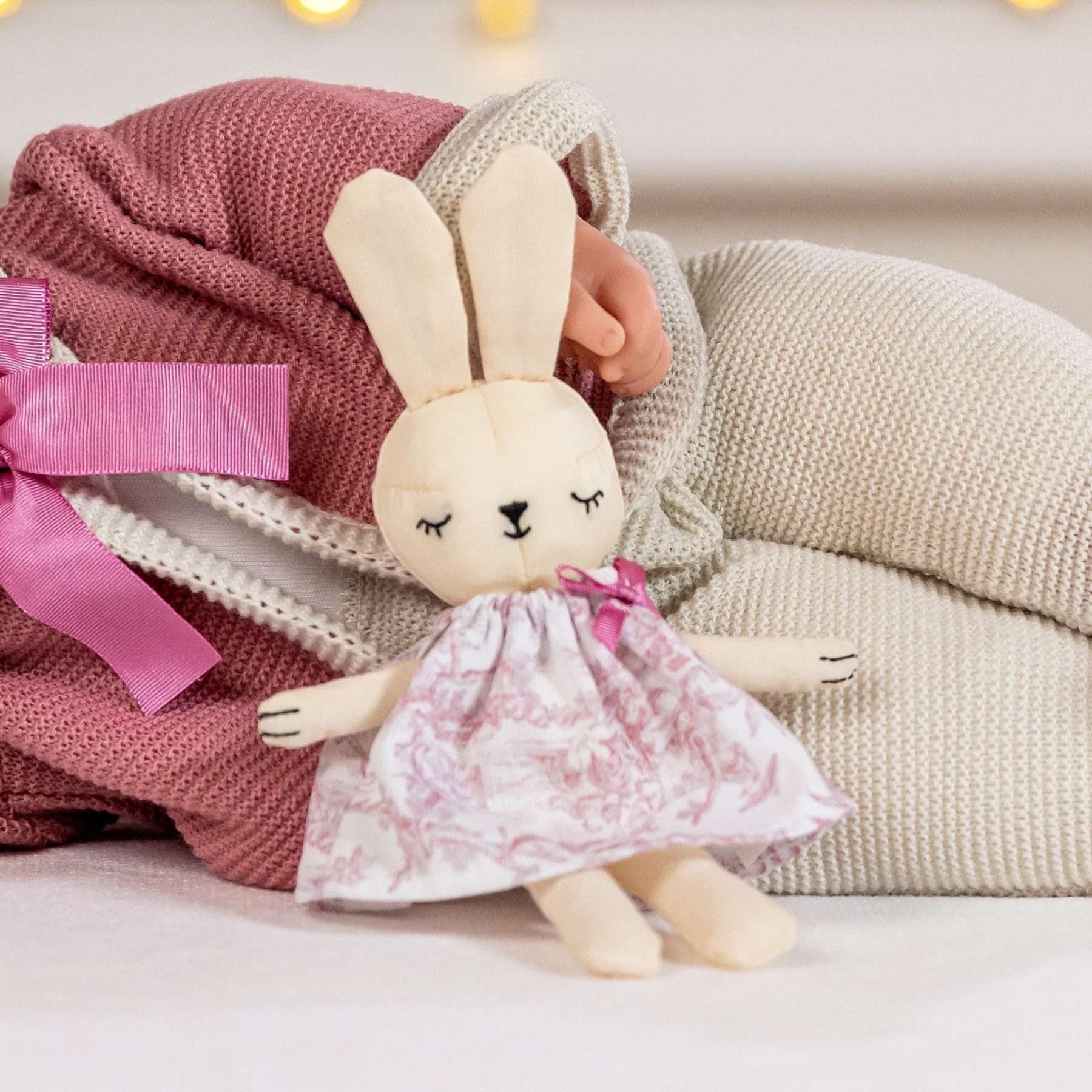 Original Handcrafted in Spain La Baby Soft Body Doll in Original Pink Collection Gift Set with Closed Eyes