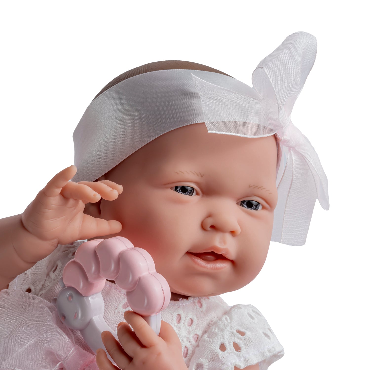 Original Handcrafted in Spain La Newborn All-Vinyl Real Girl Baby Doll Pink Ribbon Deluxe Set