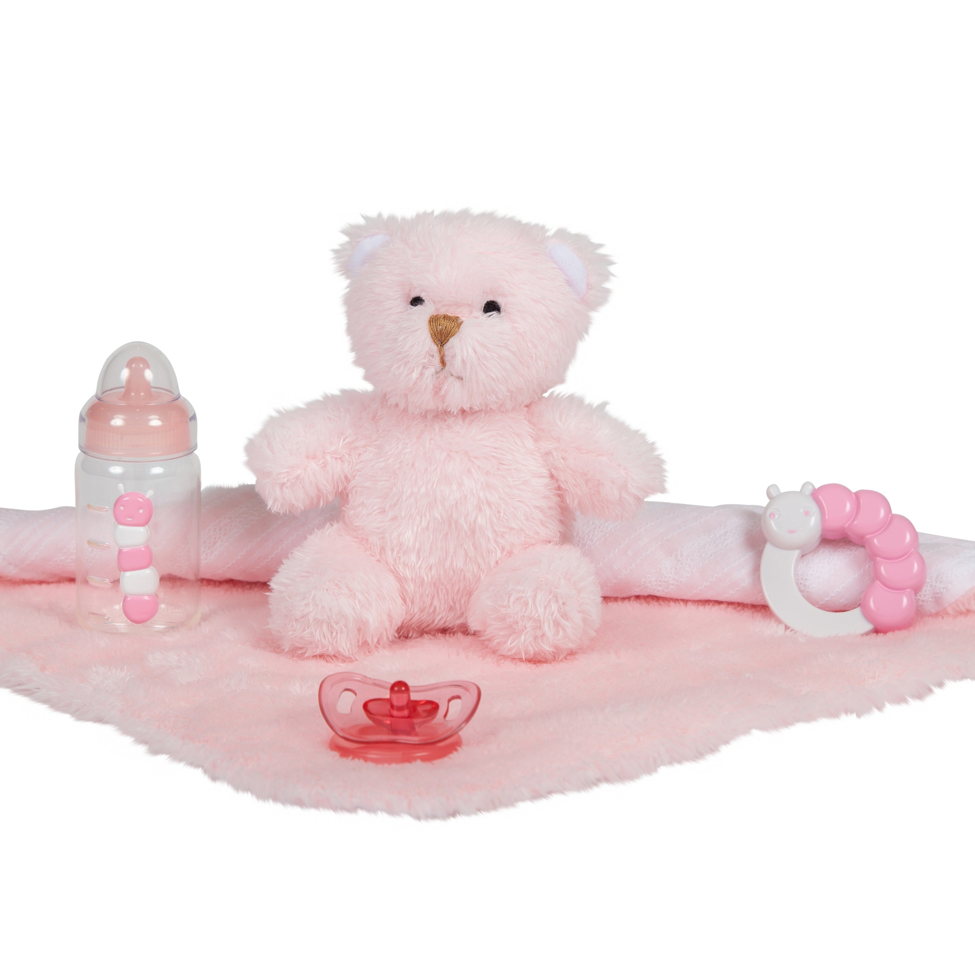 Original Handcrafted in Spain La Newborn Baby Doll in White with Teddy Bear and Accessories