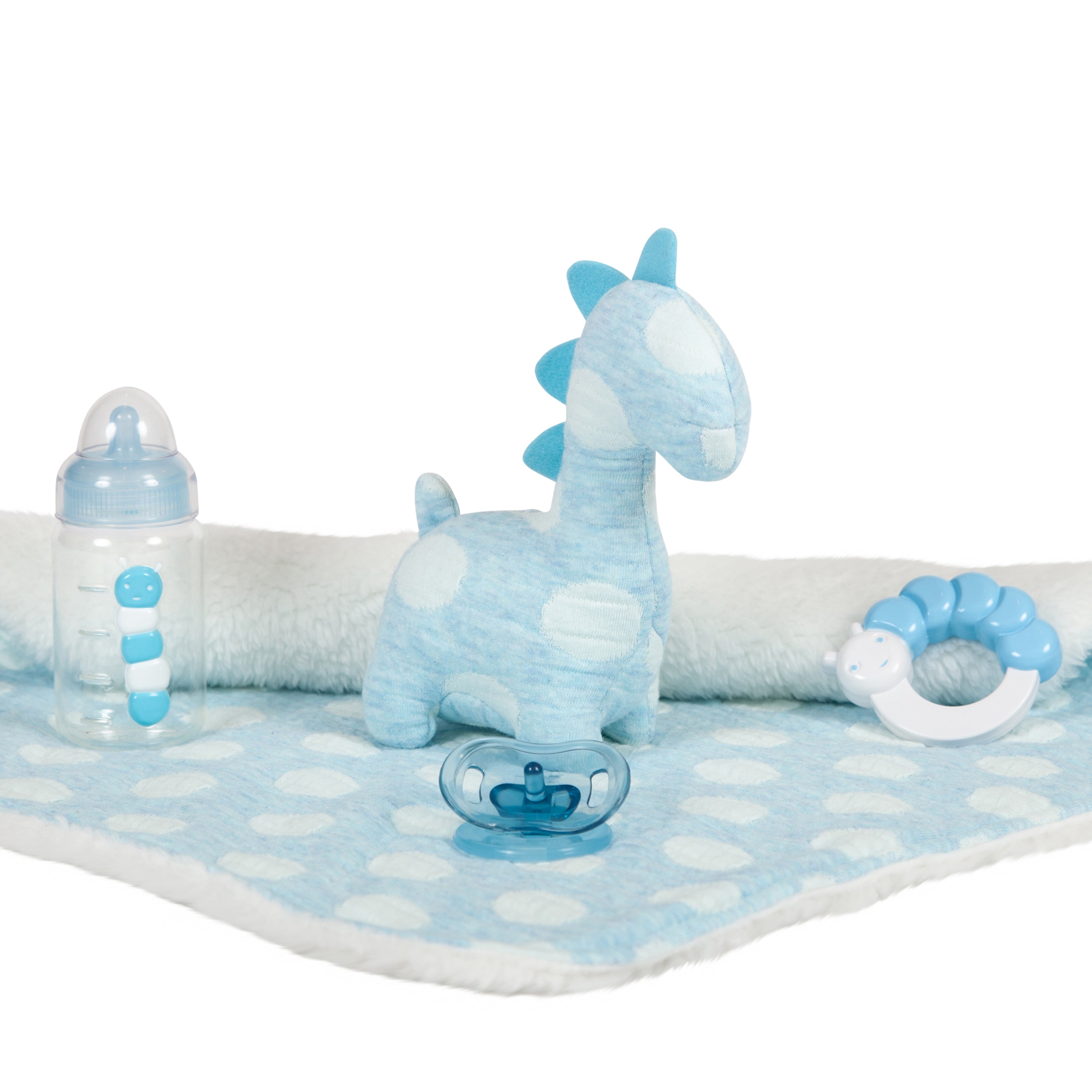 All-Vinyl La Newborn Doll in Blue Onesie/Dinosaur Theme w/ Pet & Accessories - Dolls and Accessories