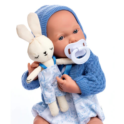Original Handcrafted in Spain La Newborn ROYAL Collection All-Vinyl Real Boy Baby Doll Blue Gift Set