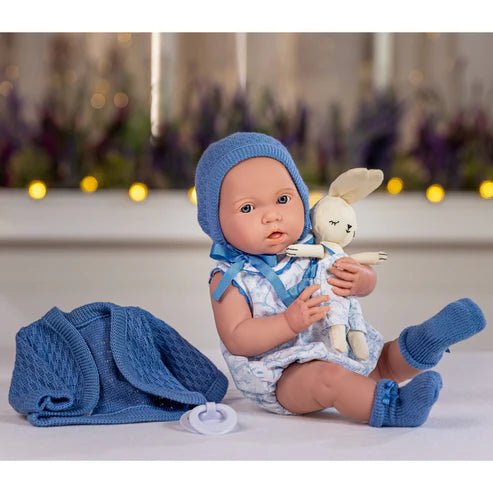 Original Handcrafted in Spain La Newborn ROYAL Collection All-Vinyl Real Boy Baby Doll Blue Gift Set