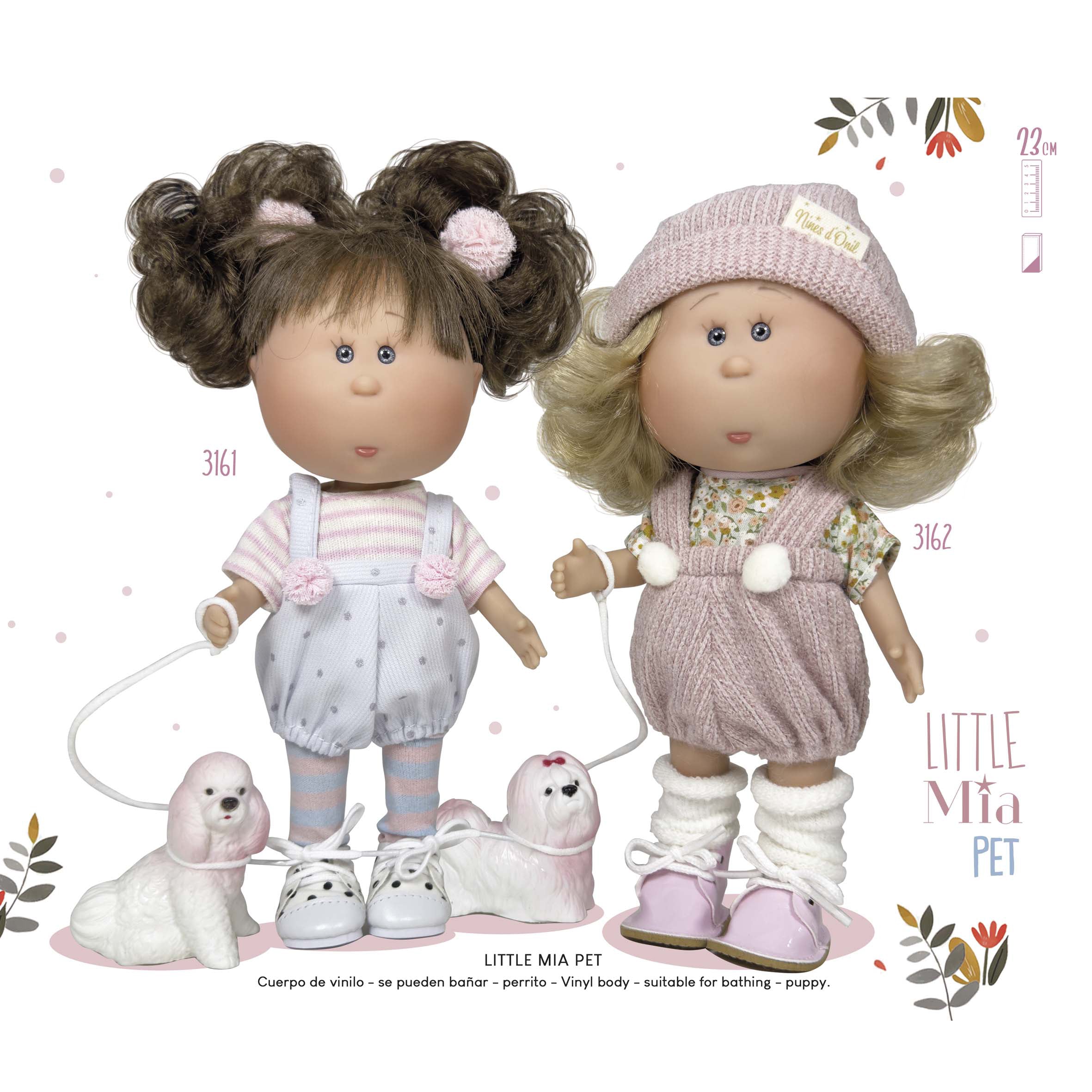 Handcrafted Collectible Little Mia Pet Brunette Doll (3161) by Nines D&