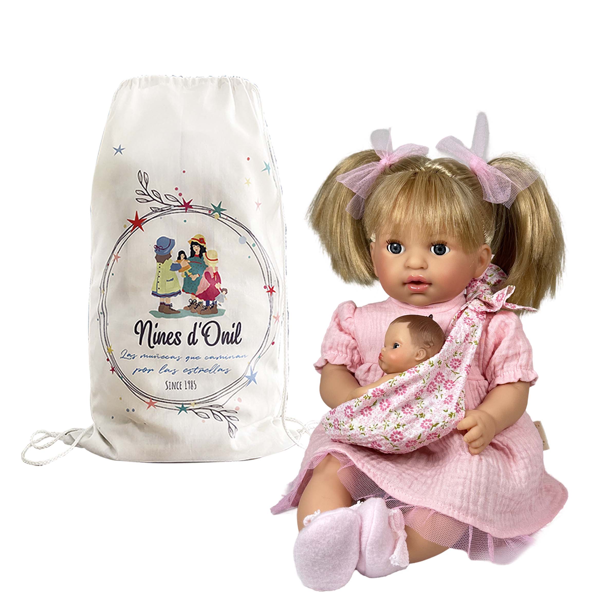 Handcrafted Baby Doll Blonde Alex with Baby by Nines d&