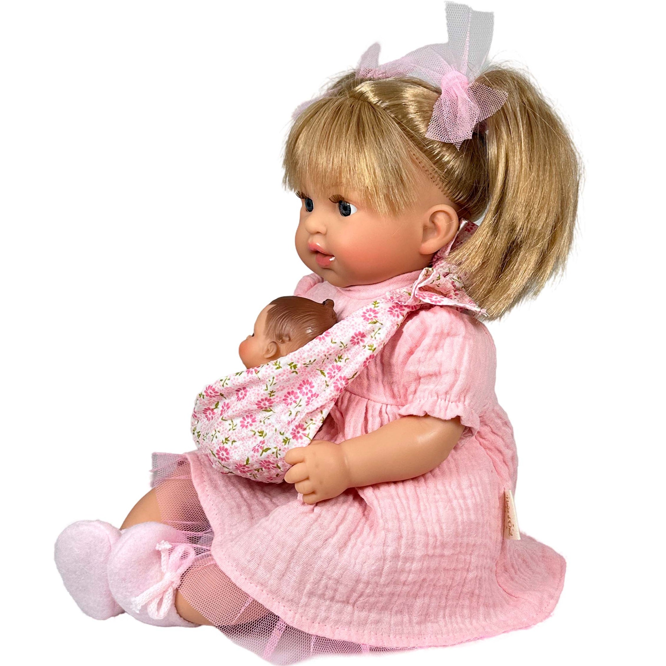 Handcrafted Baby Doll Blonde Alex with Baby by Nines d&