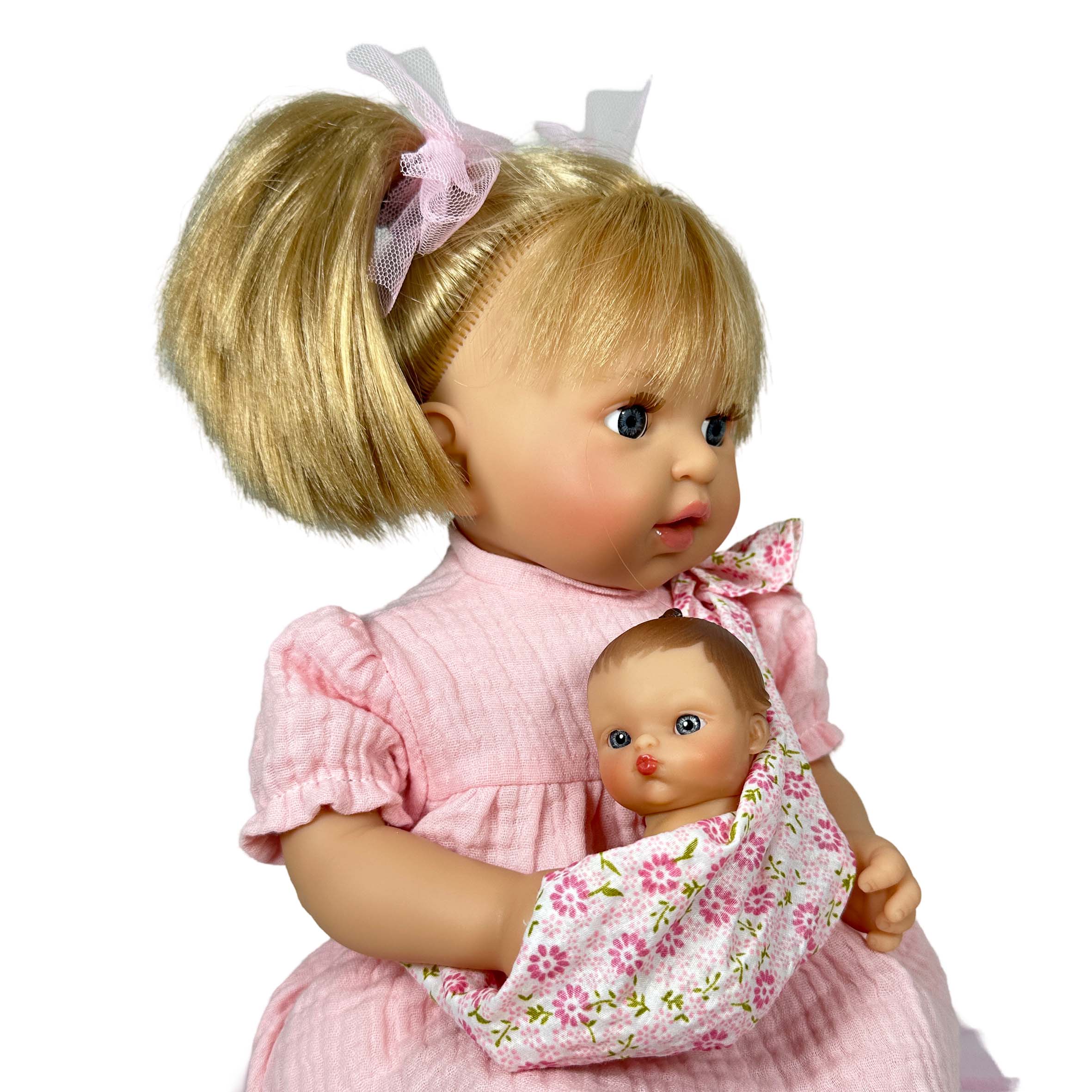 Handcrafted Baby Doll Blonde Alex with Baby by Nines d&