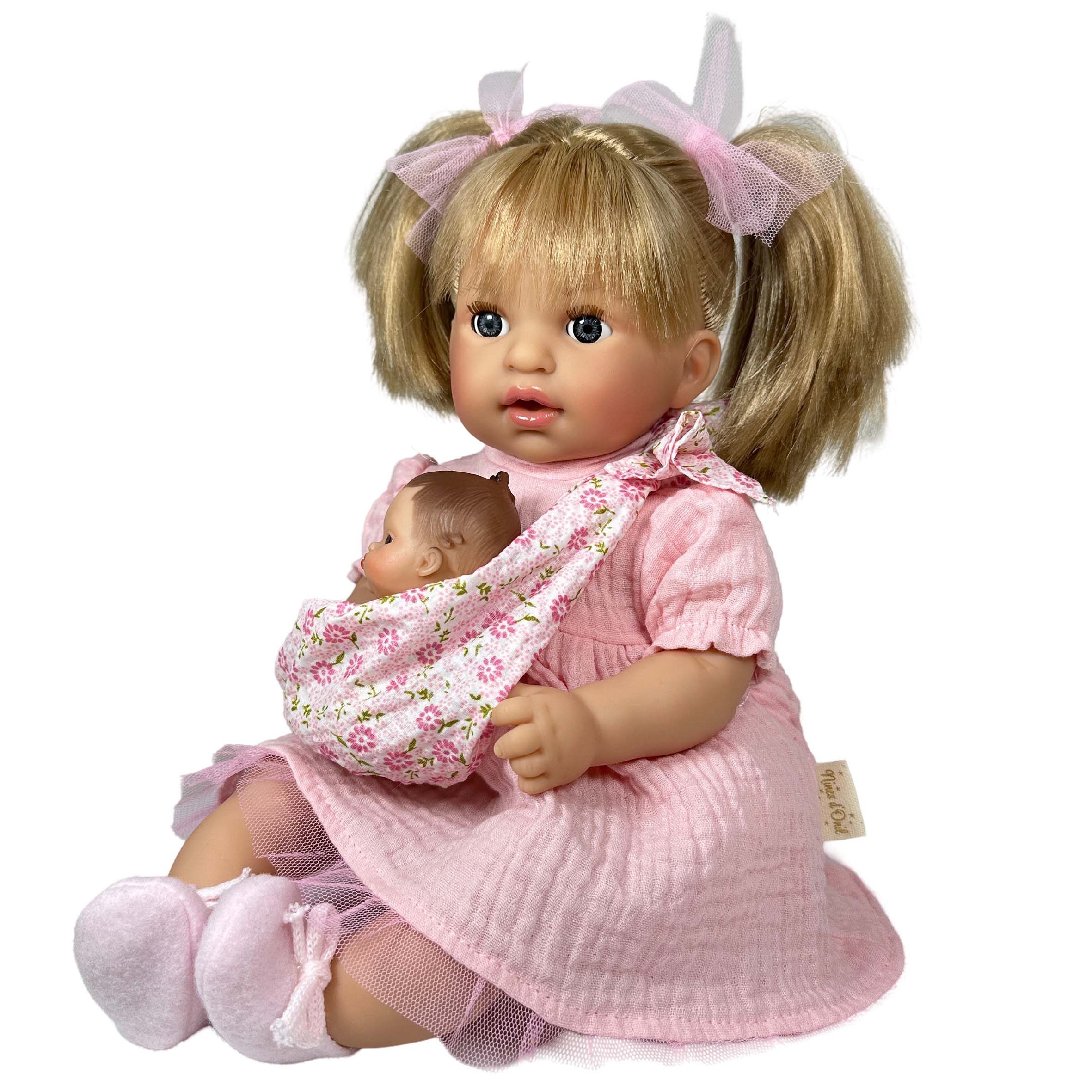 Handcrafted Baby Doll Blonde Alex with Baby by Nines d&