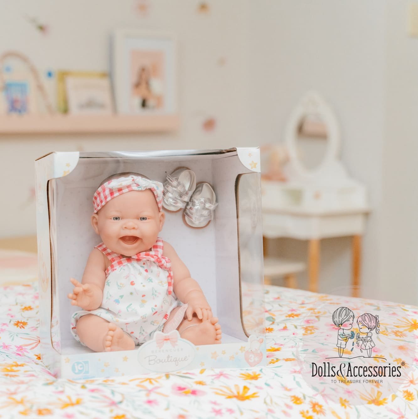 Original Handcrafted in Spain Lola Baby Doll - Spring Picnic