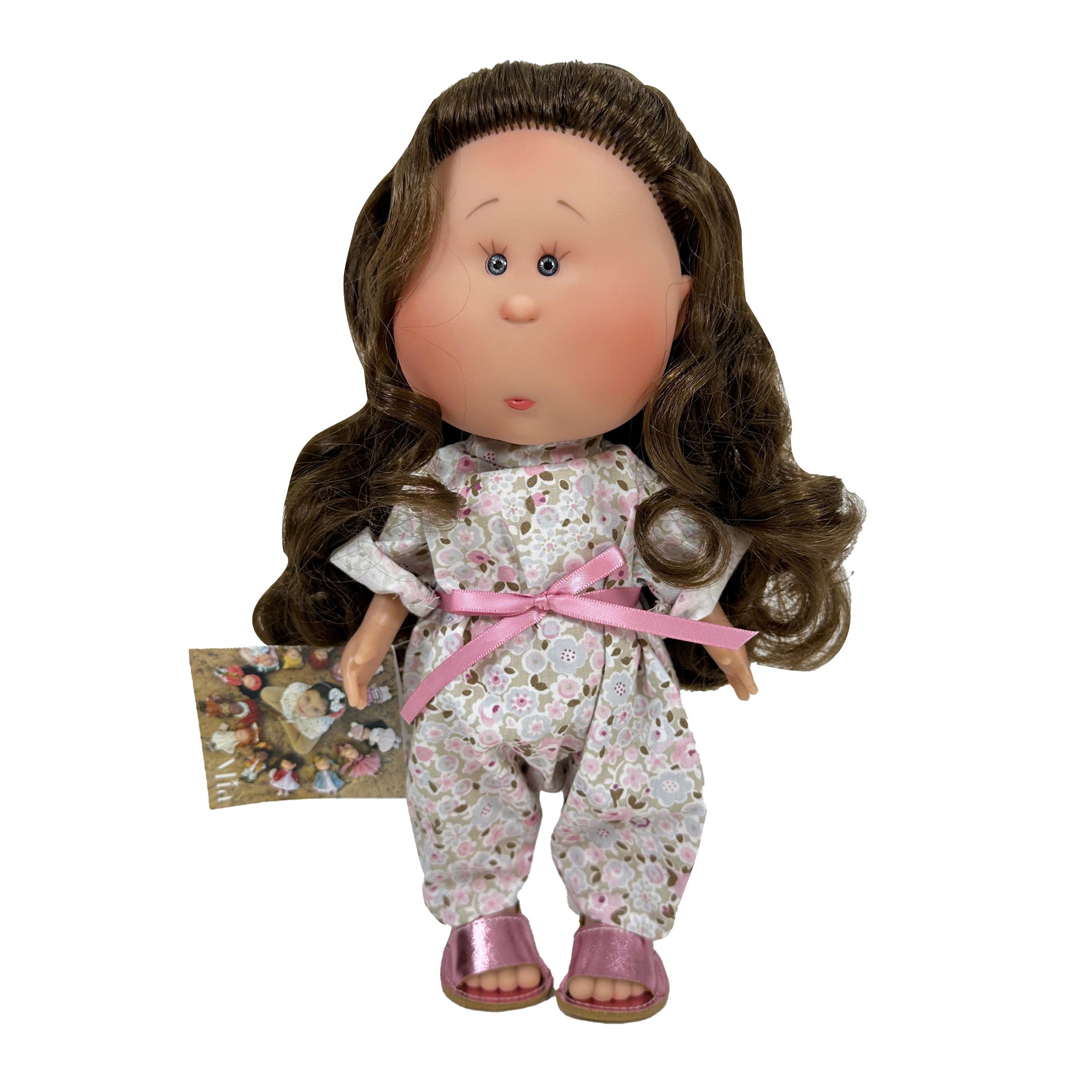 Handcrafted Collectible Mia Romper Flower Bouquet Wavy Brunette Hair by Nines D&