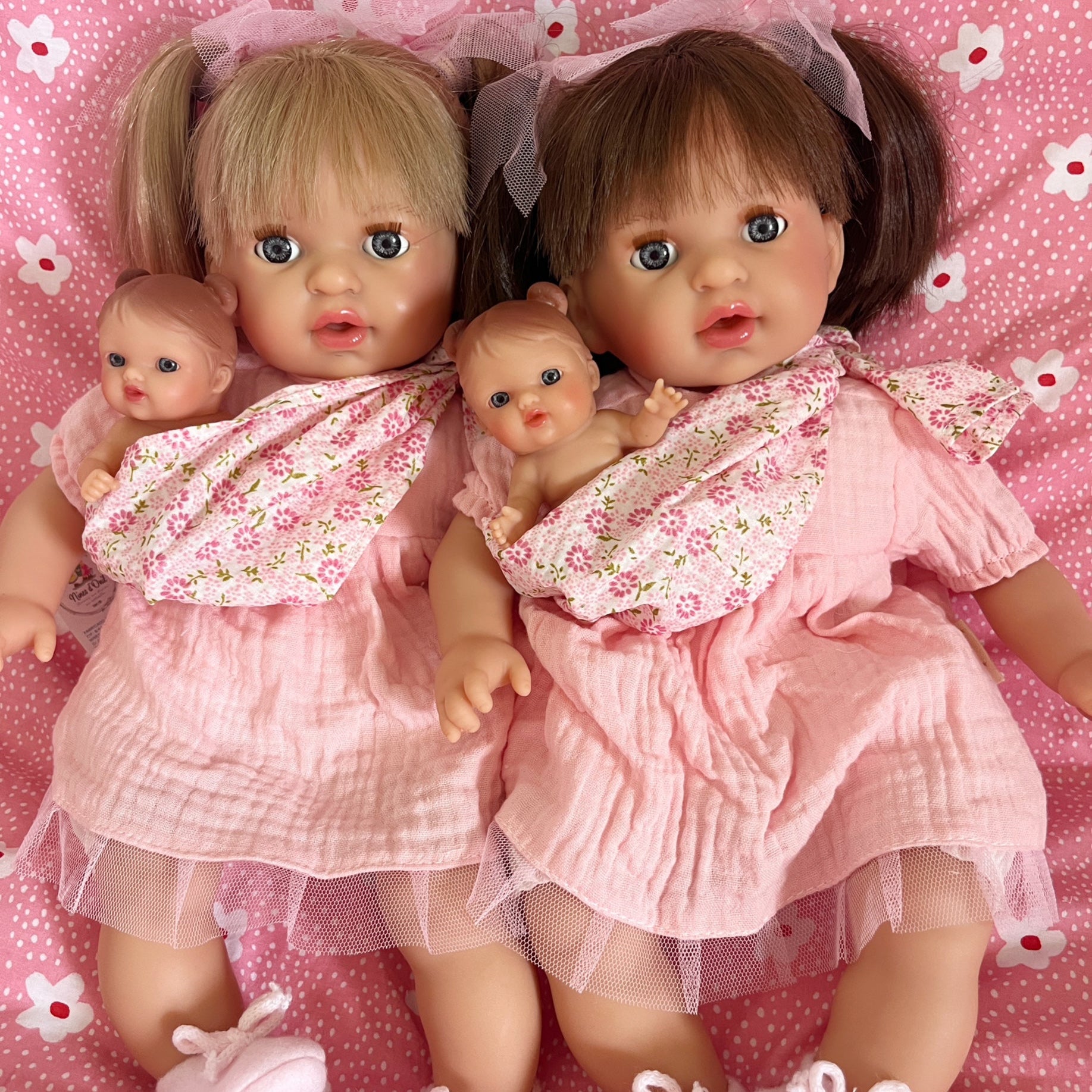 Handcrafted Baby Doll Brunette Alex with Baby by Nines d&