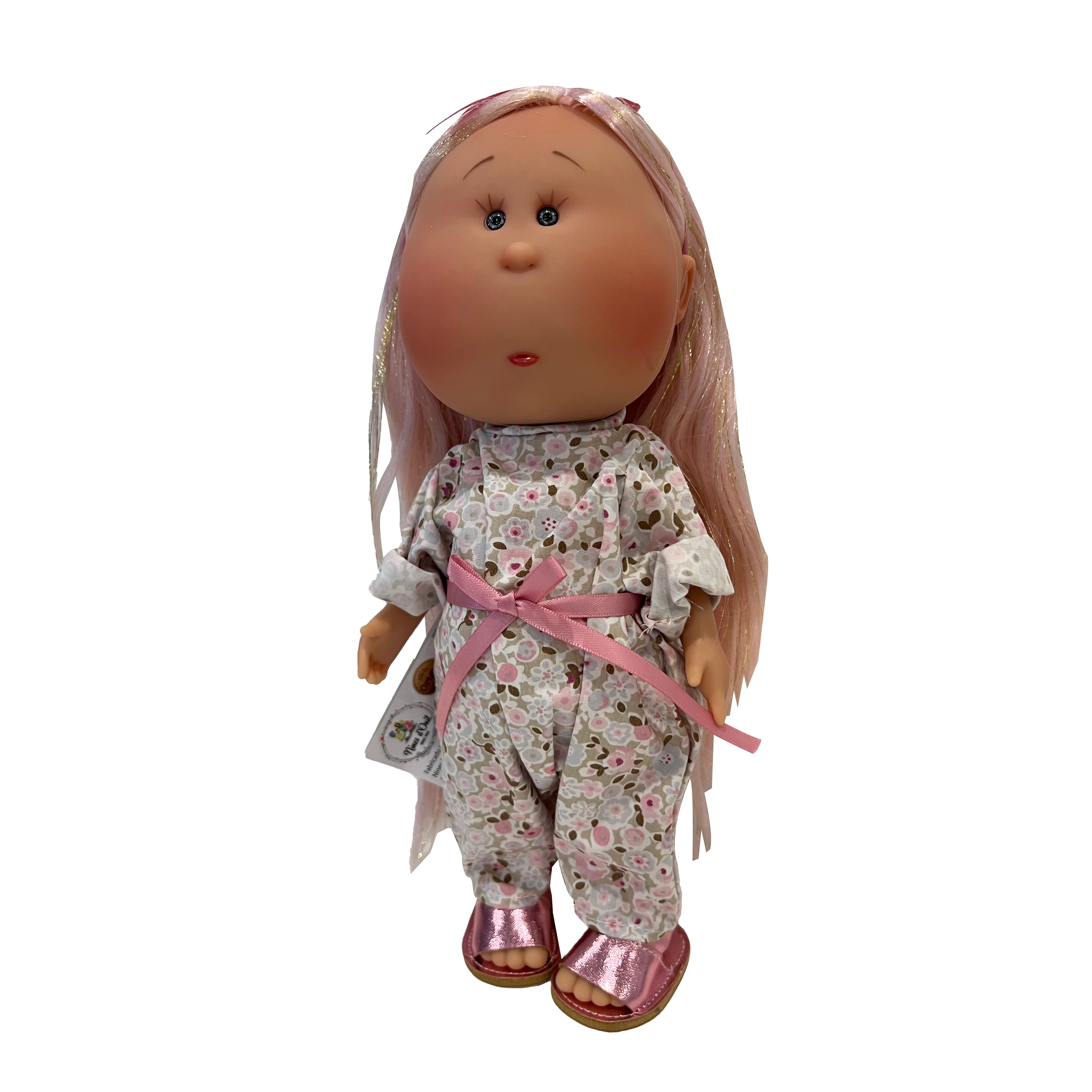 Handcrafted Collectible Mia Romper Flower Bouquet Pink Glitter Hair by Nines D&