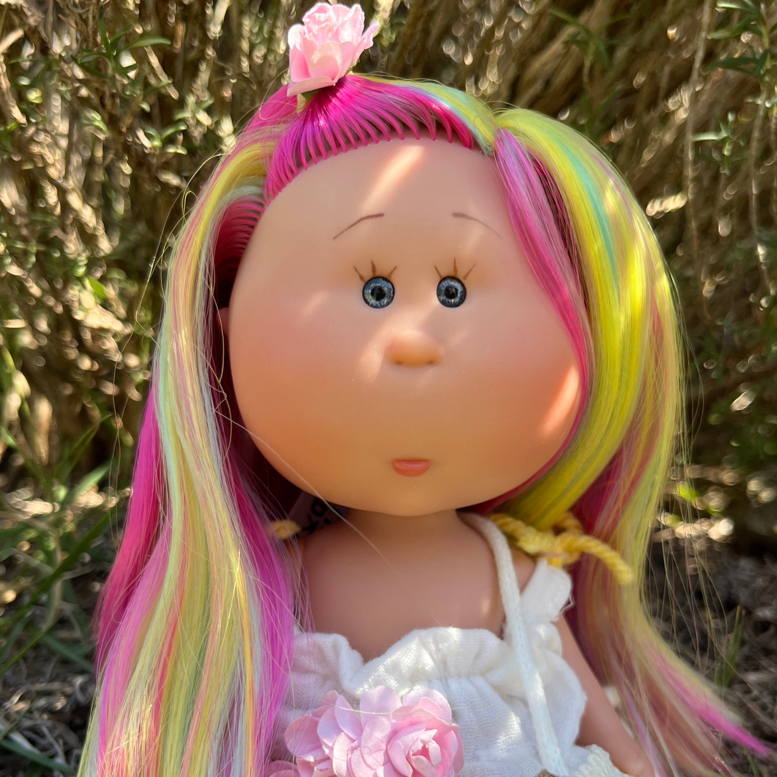 Handcrafted Collectible Little Mia Flower Girl Doll by Nines D&