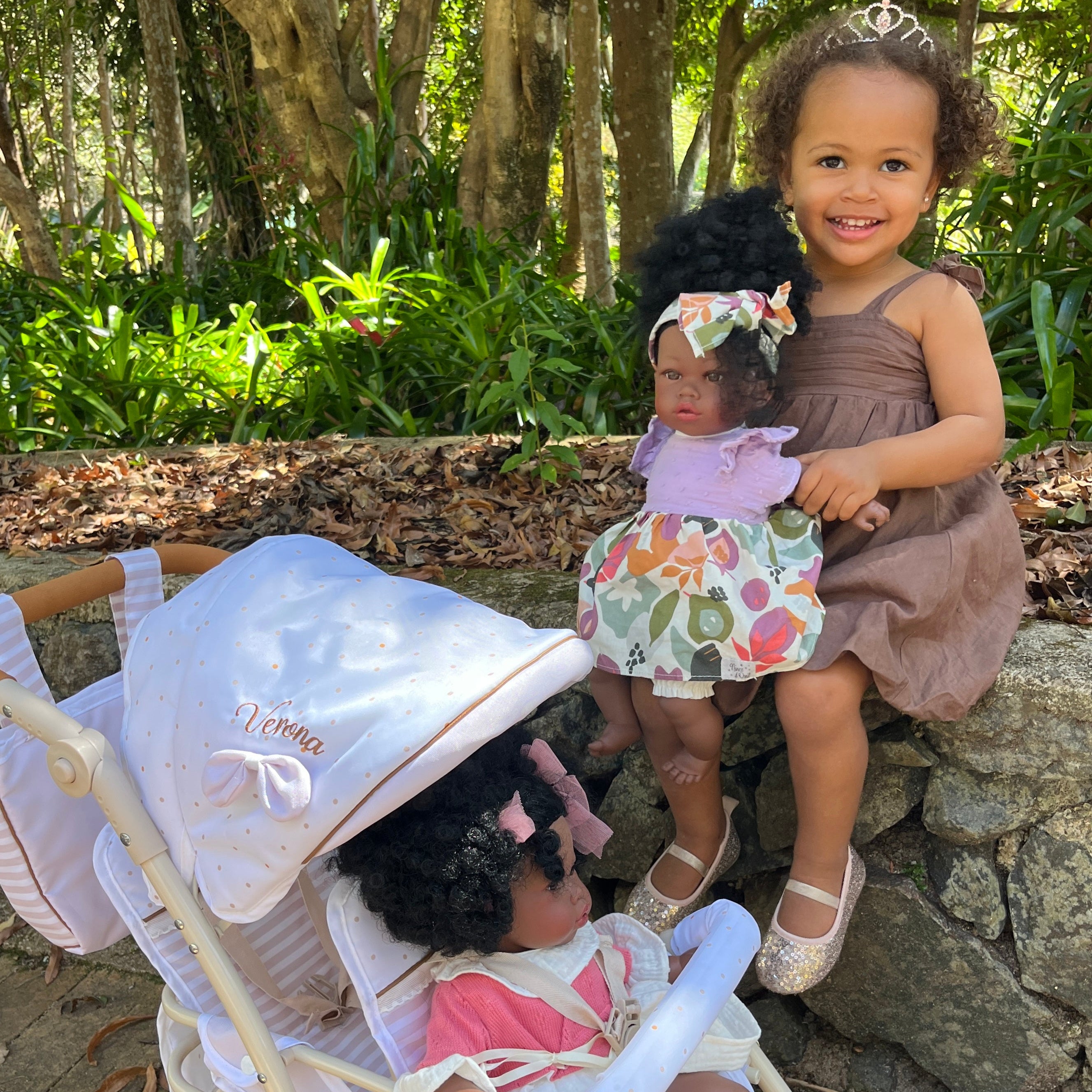 DeCuevas Toys Verona Folding Twin Doll Pram with Bag