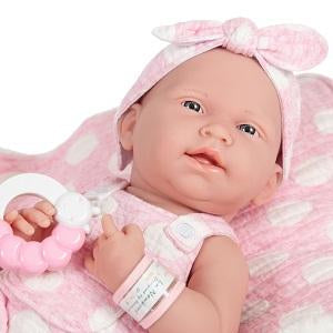 All-Vinyl La Newborn Doll in Pink Onesie/Dinosaur Theme w/ Pet &amp; Accessories - Dolls and Accessories