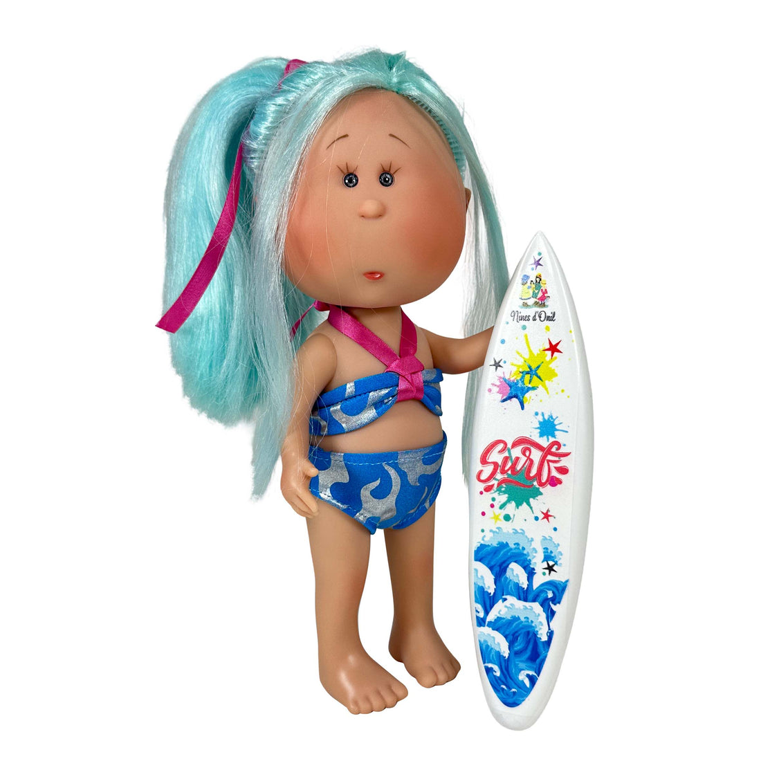 Handcrafted Collectible Mia Summer Blue Hair Doll (3437) by Nines D&