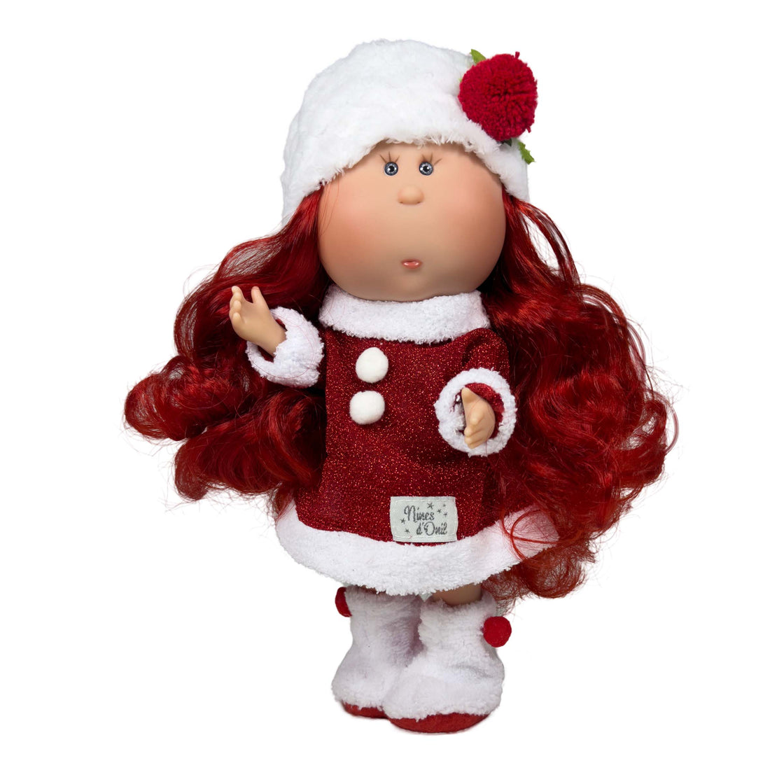 Handcrafted Collectible Mia Christmas Red Glitter Doll (3442) by Nines D&