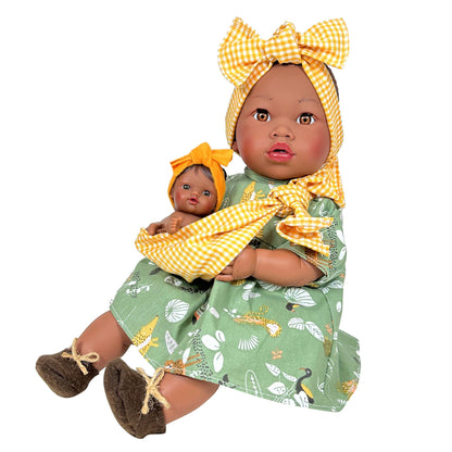Handcrafted Alika Doll with Baby (3700) by Nines d&