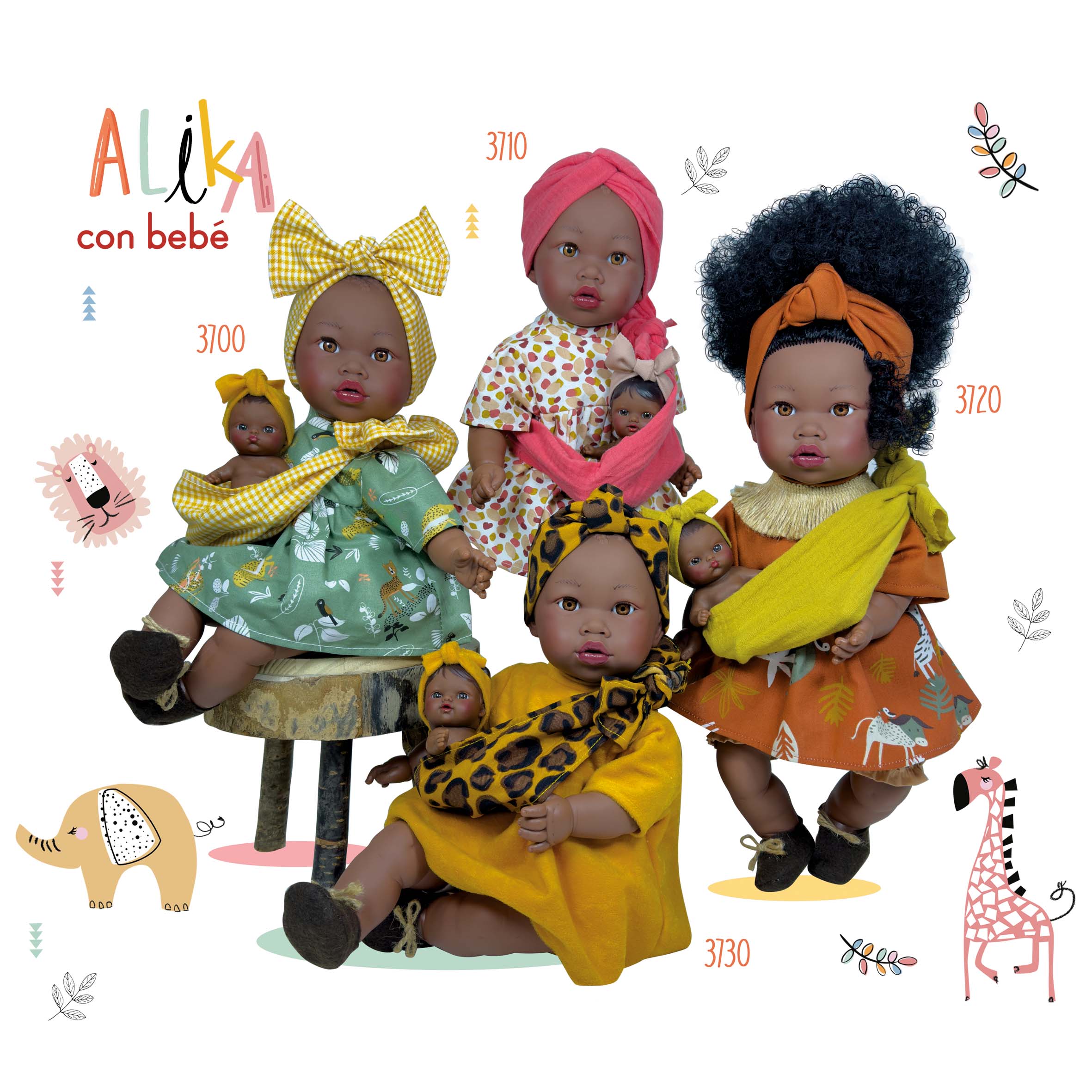 Handcrafted Alika Doll with Baby (3710) by Nines d&