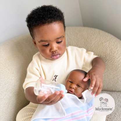 La Newborn Baby Doll African First Day Real Boy Dolls and Accessories