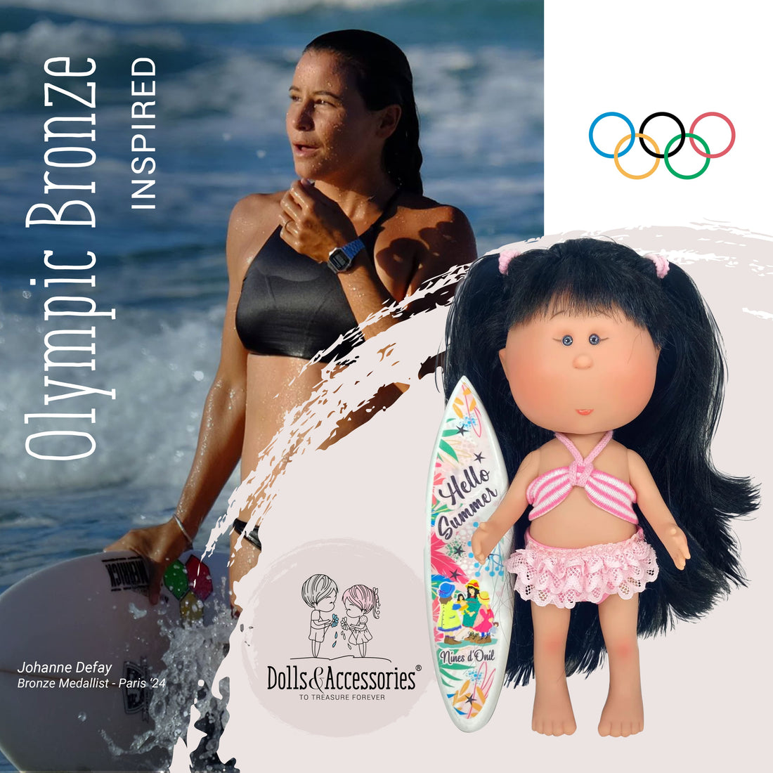 Handcrafted Collectible Mia Bronze Summer Doll by Nines D&