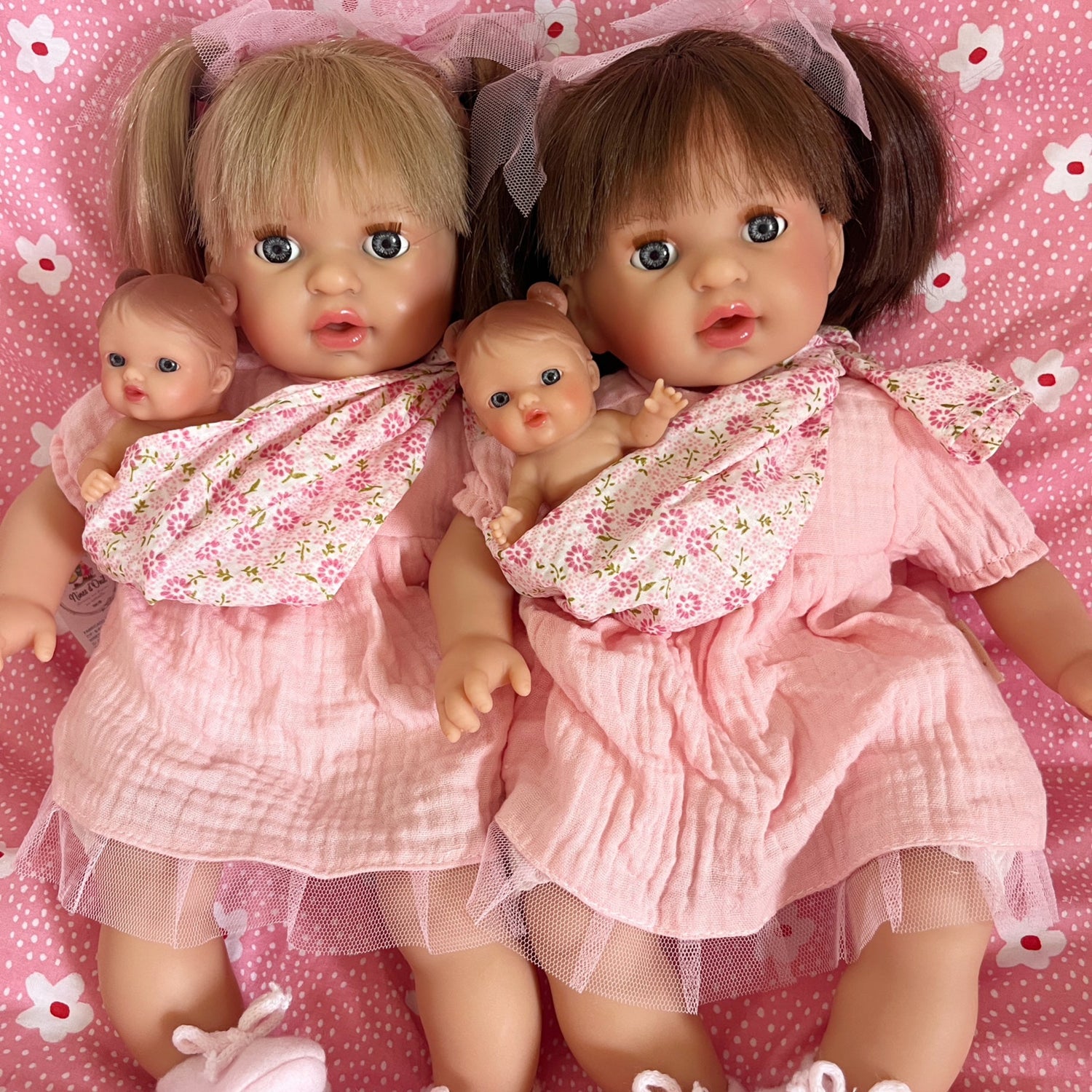 Handcrafted Baby Doll Brunette Alex with Baby by Nines d&