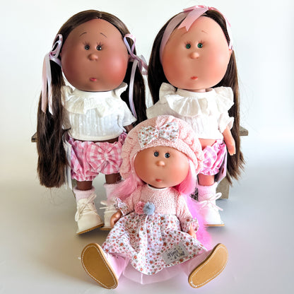 Handcrafted Collectible Mia Pink Vichy African Doll by Nines D&