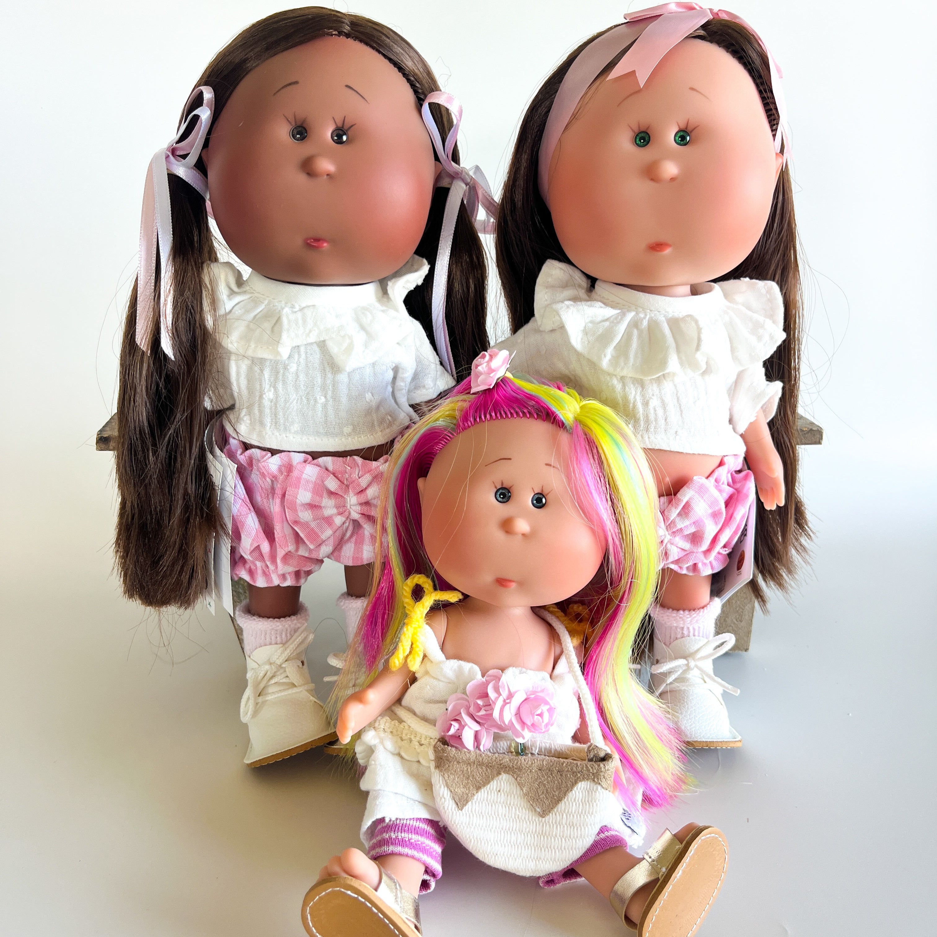 Handcrafted Collectible Mia Pink Vichy African Doll by Nines D&