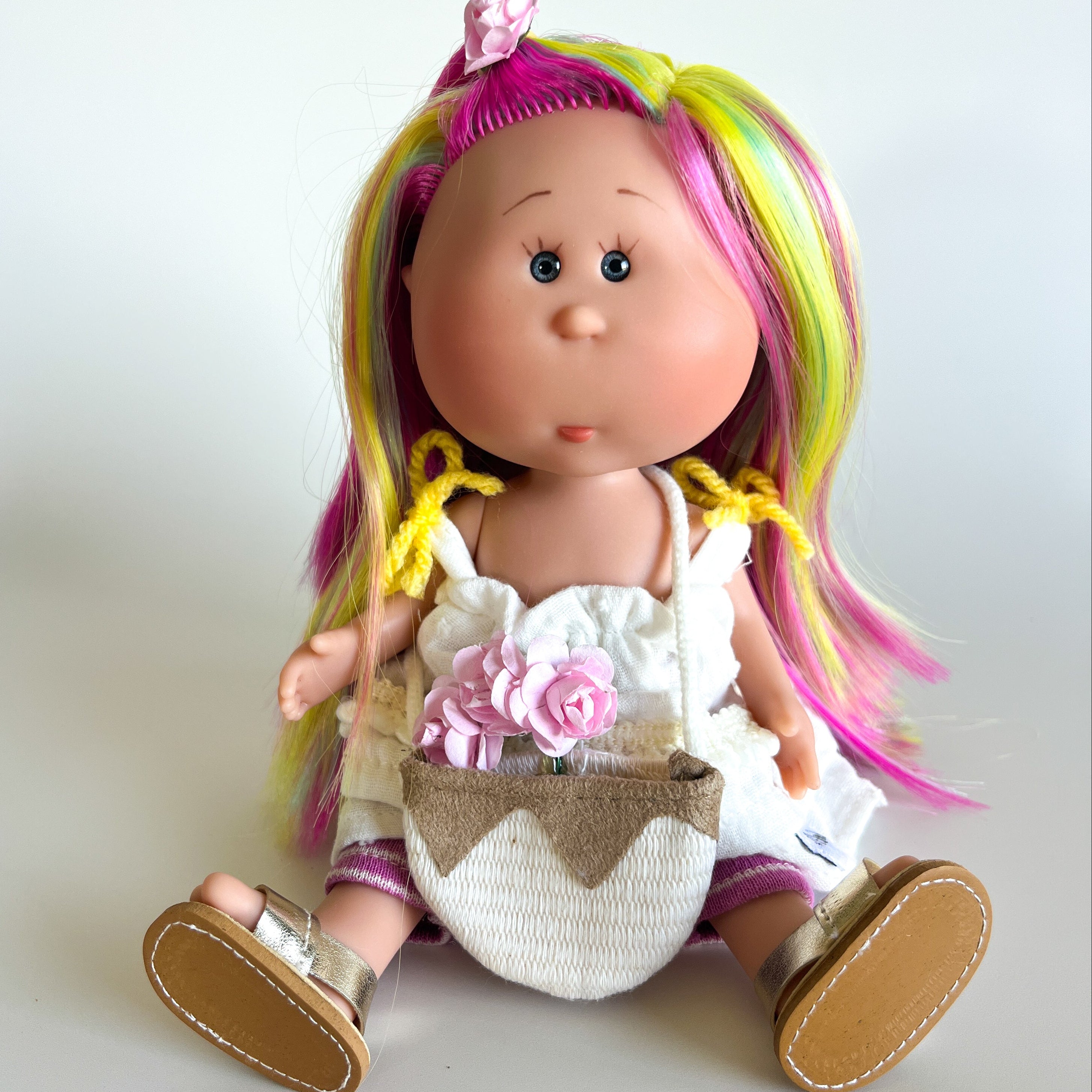 Handcrafted Collectible Little Mia Flower Girl Doll by Nines D&