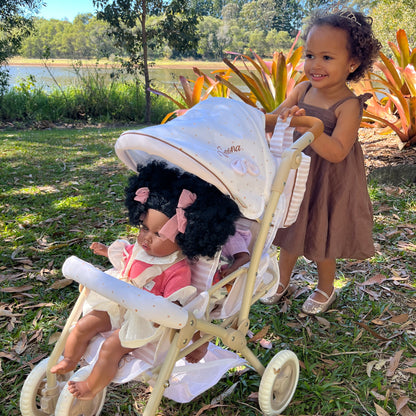 DeCuevas Toys Verona Folding Twin Doll Pram with Bag