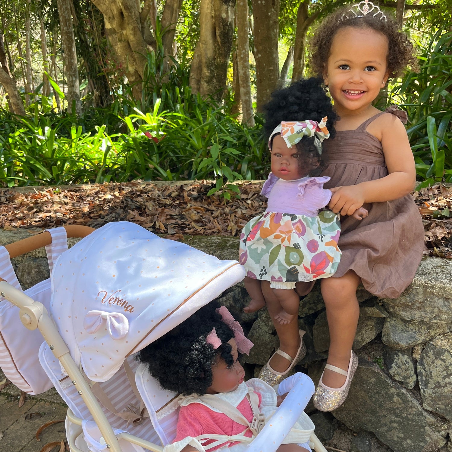 DeCuevas Toys Verona Folding Twin Doll Pram with Bag