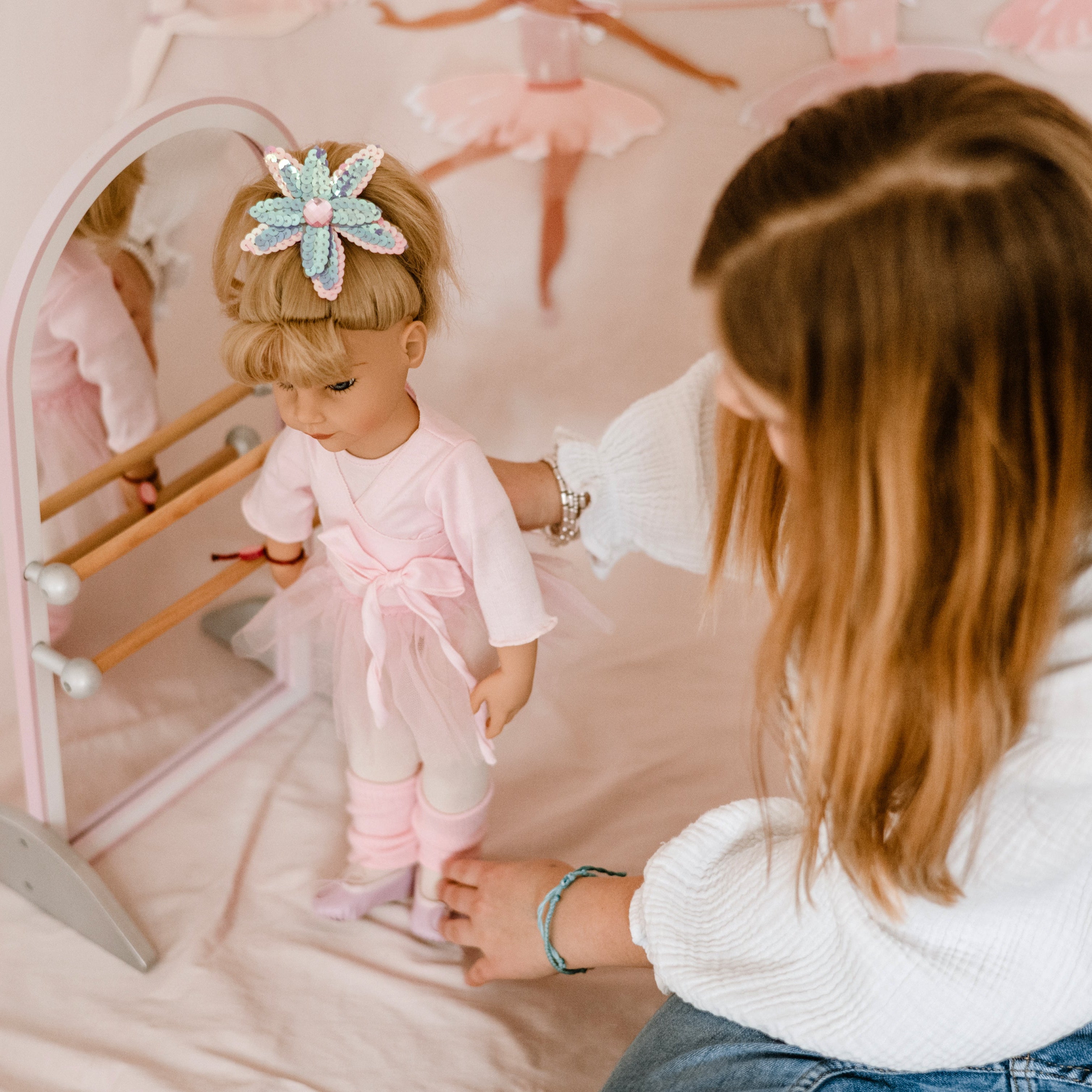 Götz Handcrafted Doll - Girl Hannah at the ballet with Blond Hair