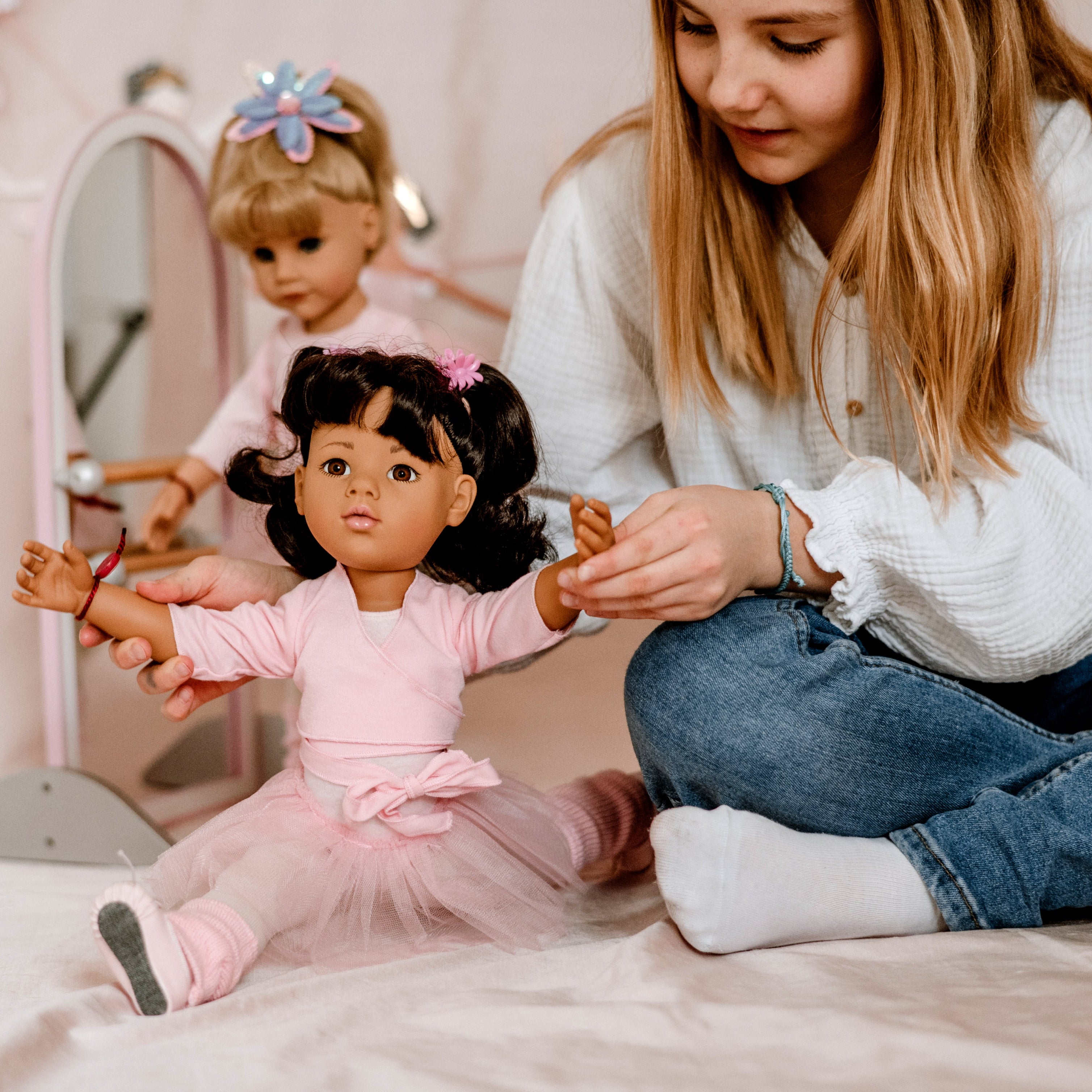 Götz Handcrafted Doll - Girl Hannah at the ballet with Blond Hair